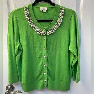 KATE SPADE Tula Cardigan Sweater Large ~ Pearl & Rhinestone Embellished …